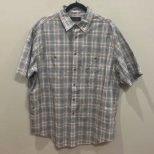 Roundtree & Yorke Plaid Short Sleeve Button Down Shirt